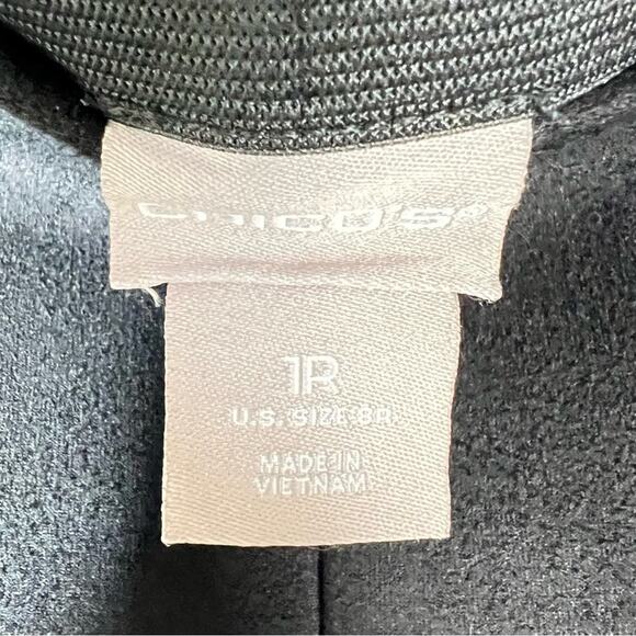 Chico's 1 black faux suede elastic waist casual legging pants size 8 B189 - Picture 2 of 4